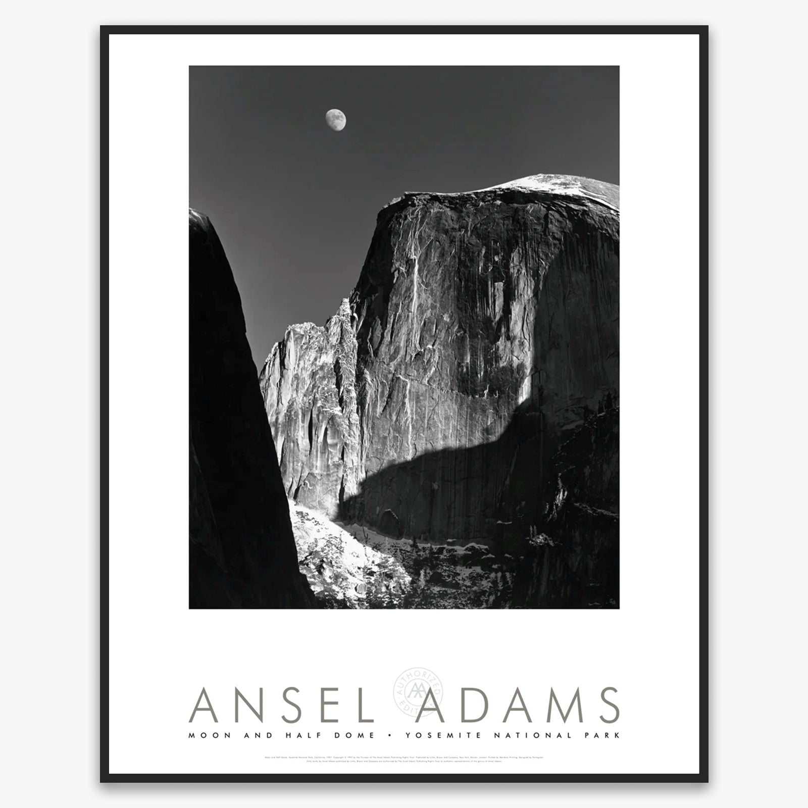 Moon and Half Dome Shop: Poster Ansel Adams Framed Poster Matte Black Metal