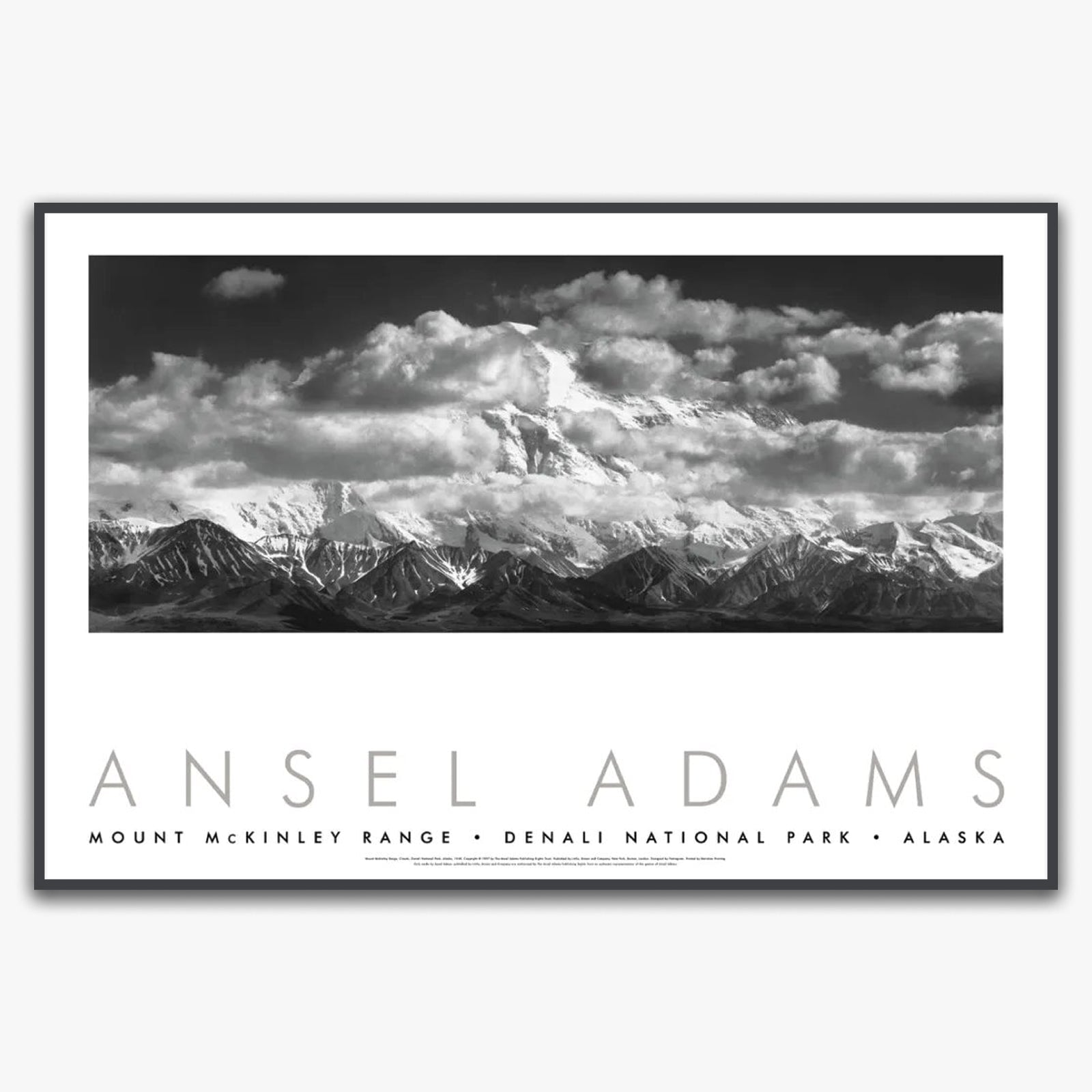 Mt. McKinley, Clouds Shop: Poster Ansel Adams Framed Poster Matte Black Metal