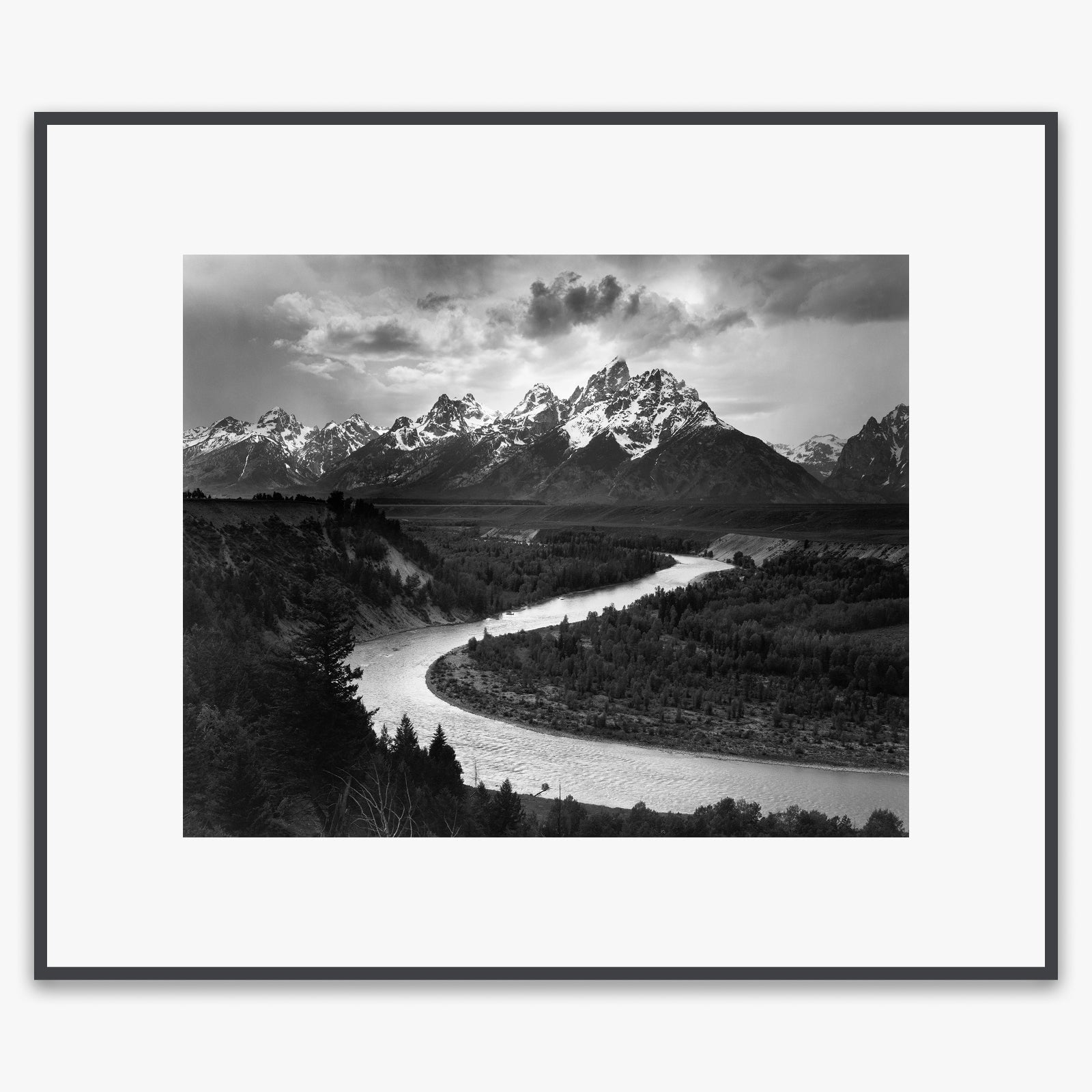 Tetons and Snake River Shop: Poster Ansel Adams Overmatted & Framed Poster Contrast Gray Metal Frame