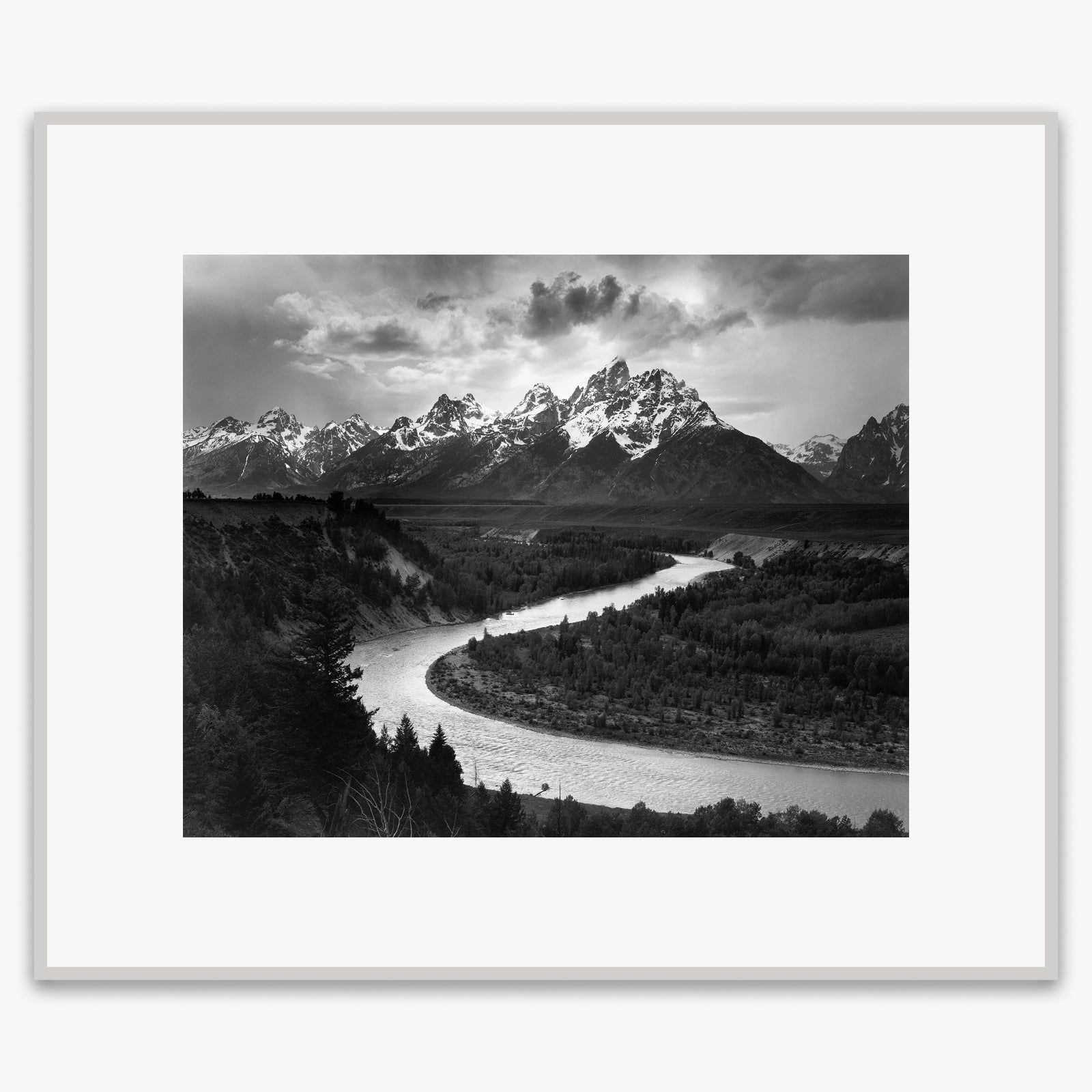 Tetons and Snake River Shop: Poster Ansel Adams Overmatted & Framed Poster German Silver Metal Frame