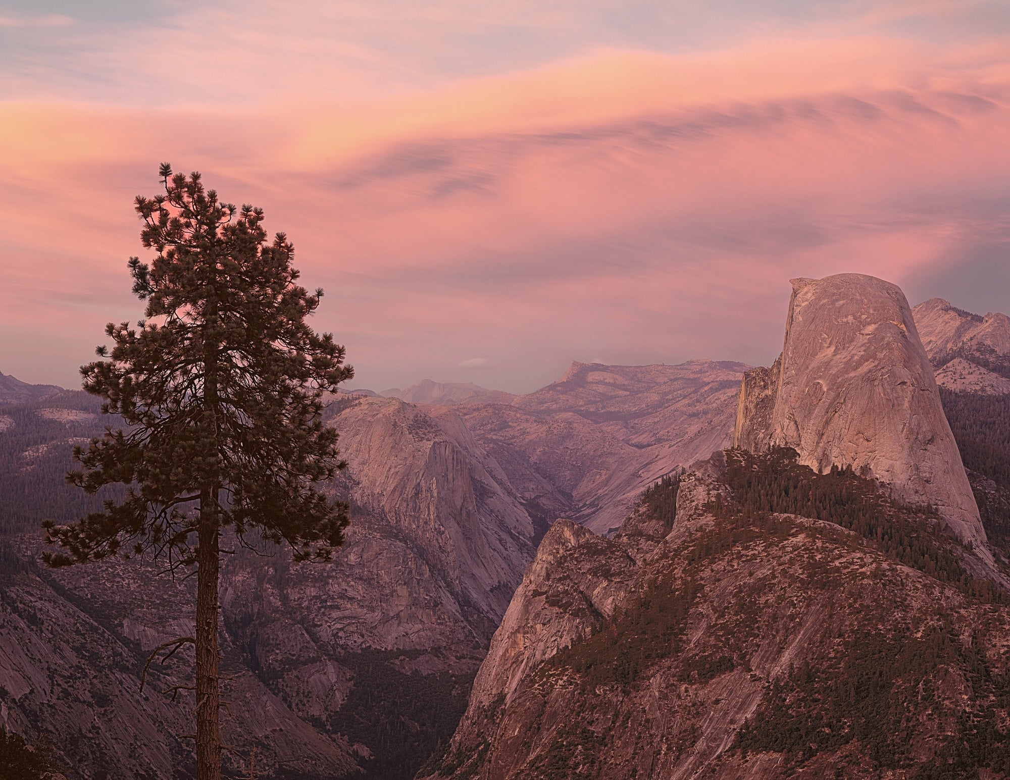 Half Dome and Tenaya Canyon at sunset from Washburn Point, Yosemite National Park, California 1996 Shop William Neill 16"x20"