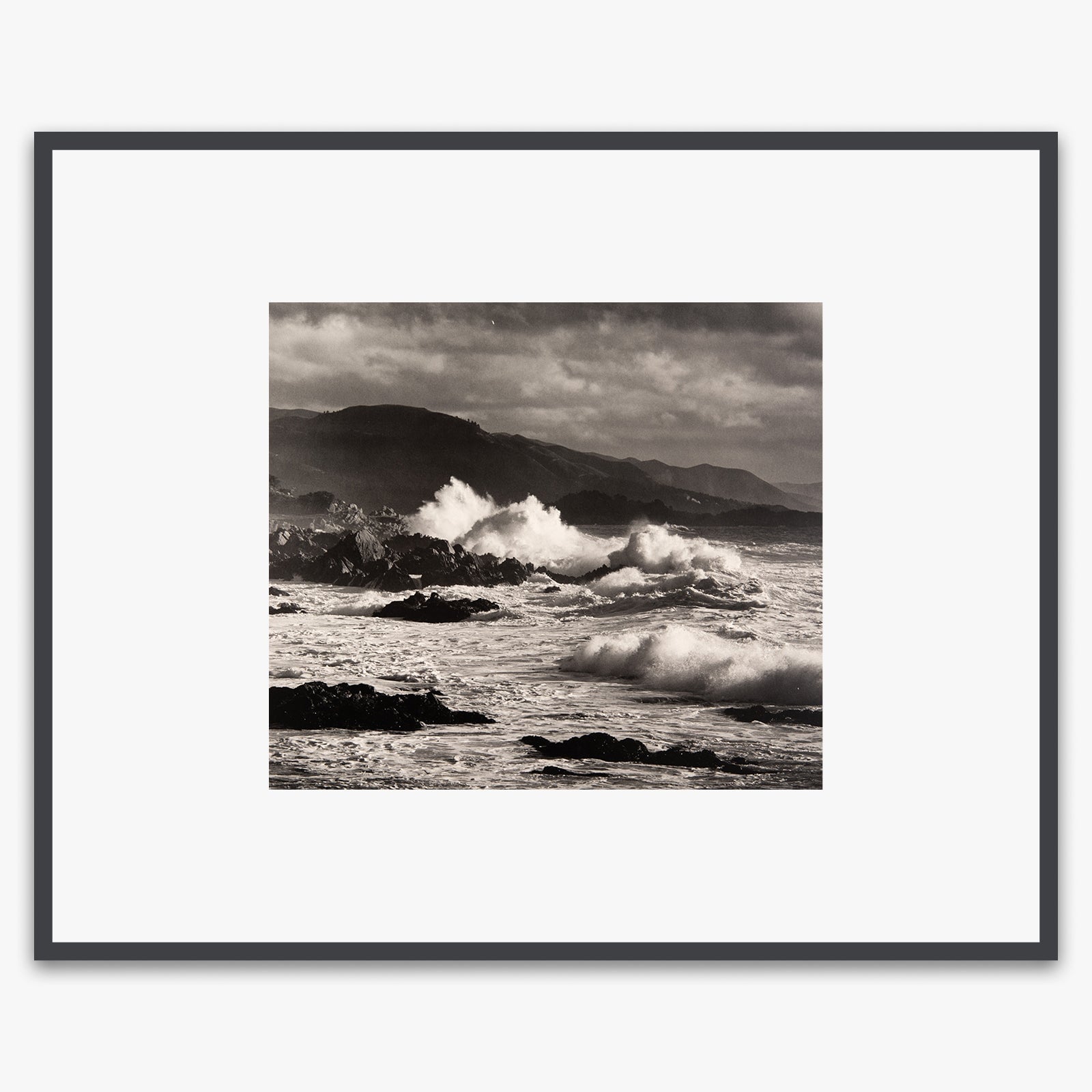 Breaking Waves, Pebble Beach Shop_Medium_Print Ansel Adams Contrast Gray Metal 