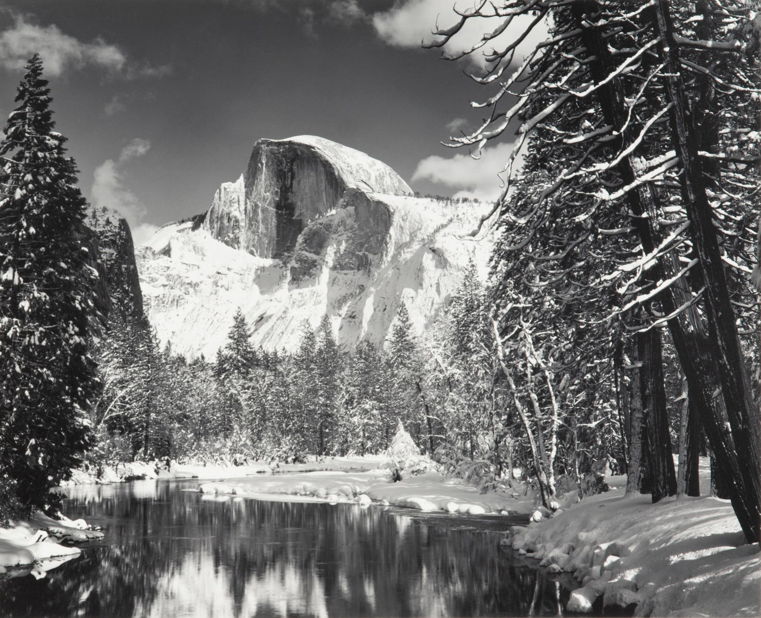 Half Dome, Merced River, Winter Original Photograph Ansel Adams 