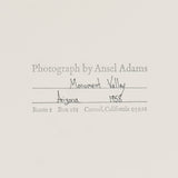 Monument Valley (boulder) Original Photograph Ansel Adams 