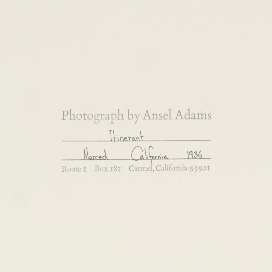 Itinerant, Merced, California Original Photograph Ansel Adams 