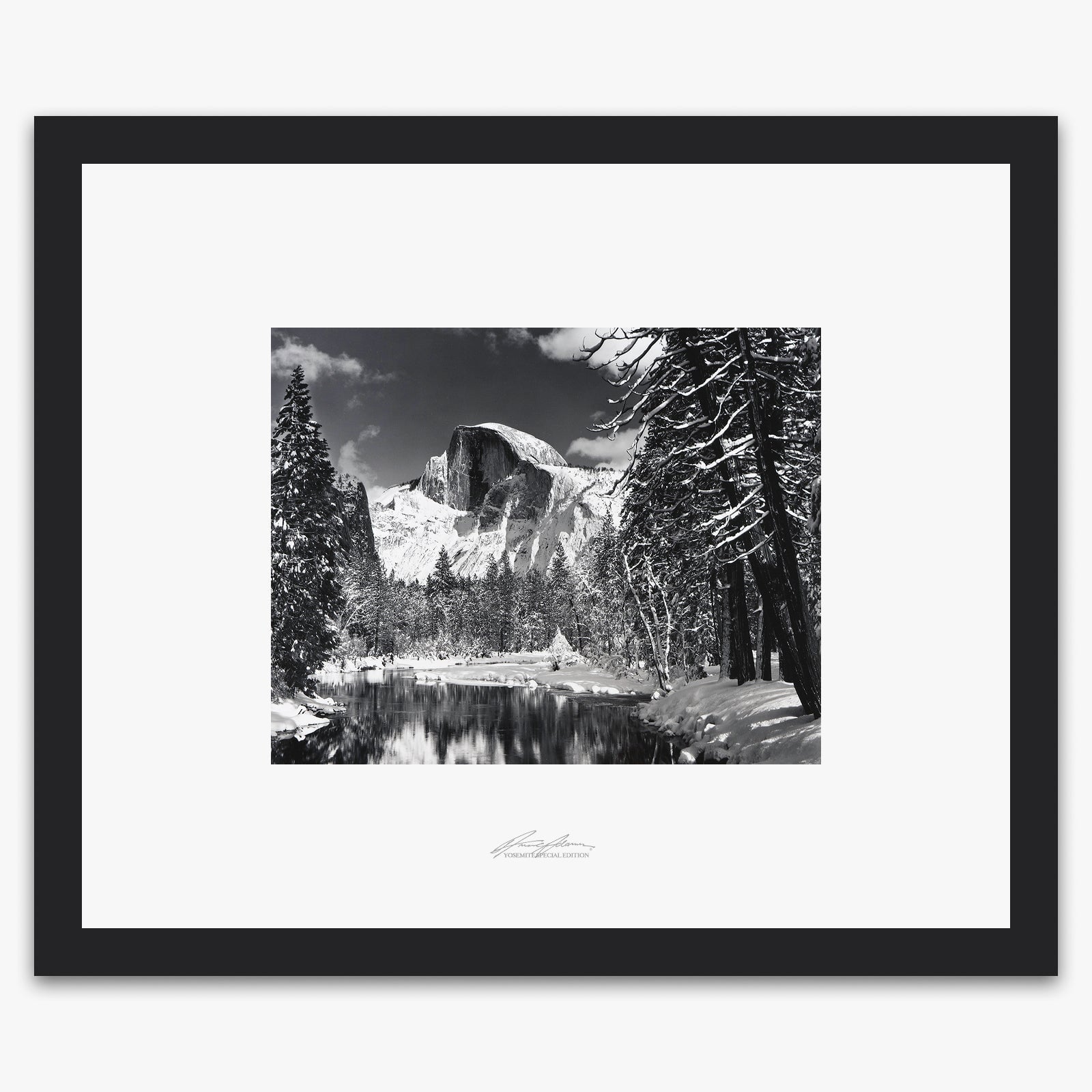 Half Dome, Merced River, Winter Shop_Repro_SEP The Ansel Adams Gallery Framed Standard Black Wood 