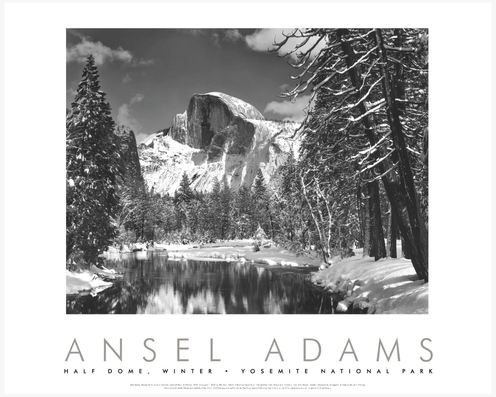 Half Dome, Merced River, Winter Shop: Poster Ansel Adams 