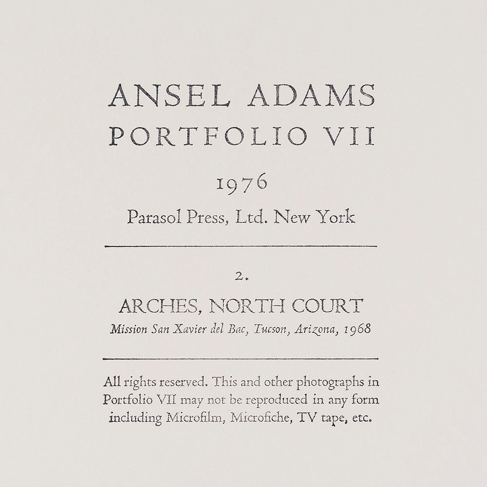 Arches, North Court, Mission San Xavier Original Photograph Ansel Adams 