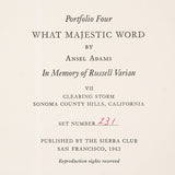 Clearing Storm, Sonoma County Hills Original Photograph Ansel Adams 