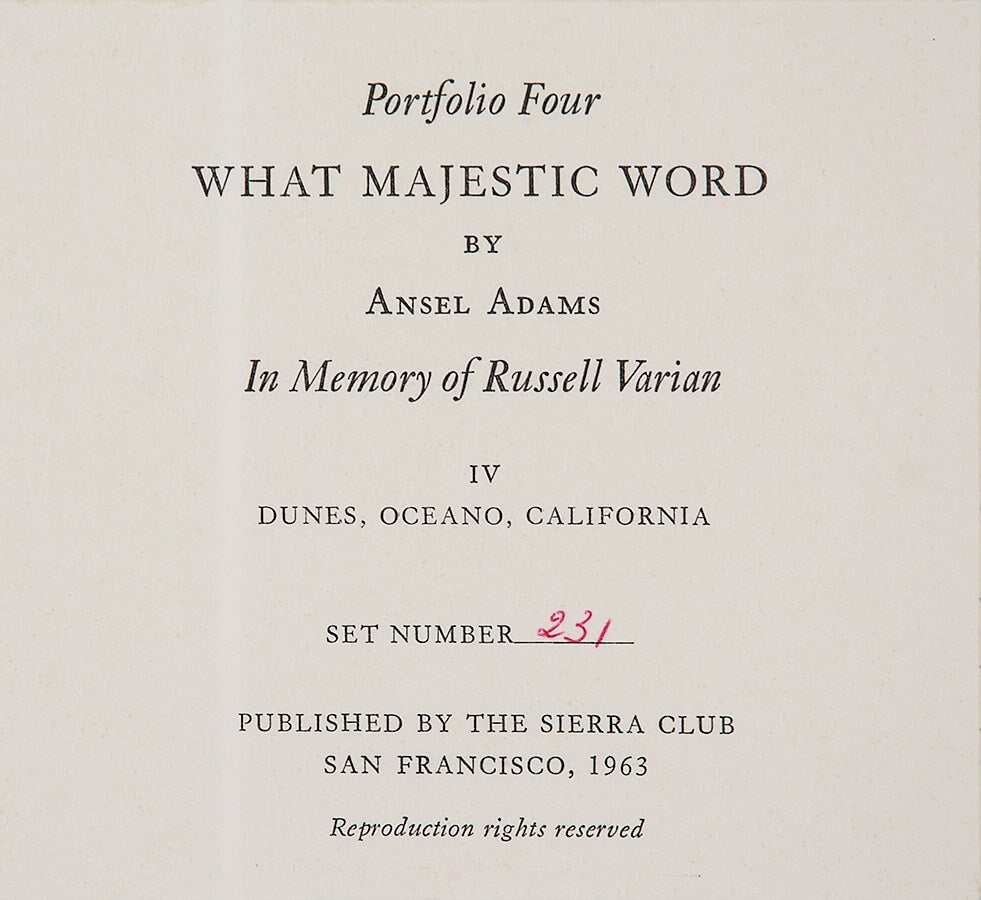 Dunes, Oceano Original Photograph Ansel Adams 