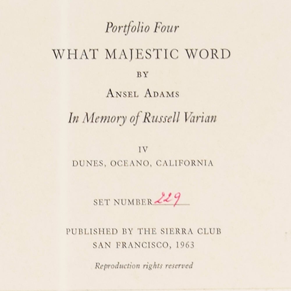 Dunes, Oceano Original Photograph Ansel Adams 