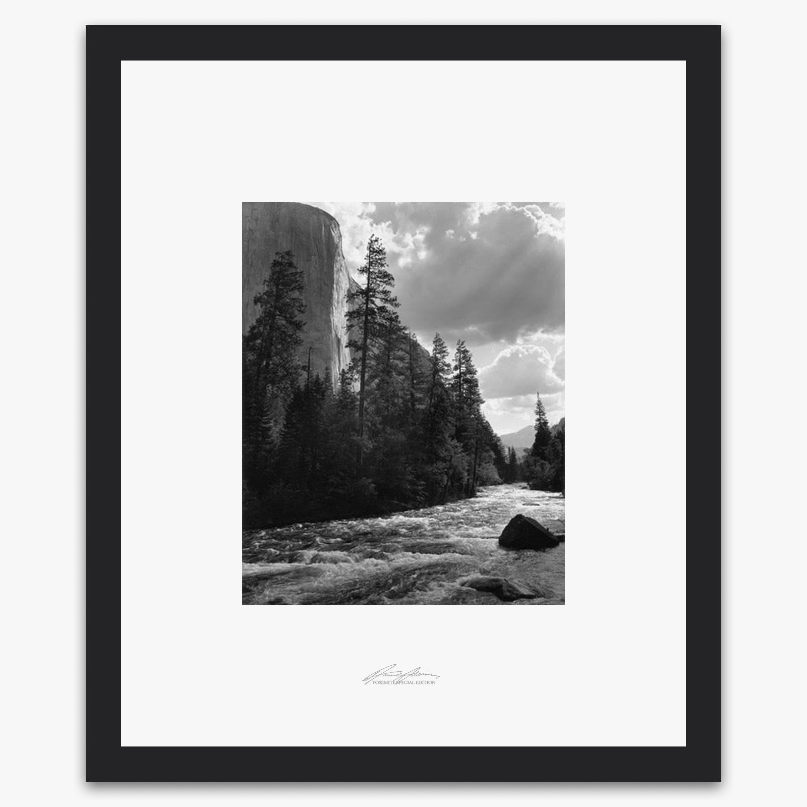 El Capitan, Merced River, Clouds Shop_Repro_SEP The Ansel Adams Gallery Framed Standard Black Wood 