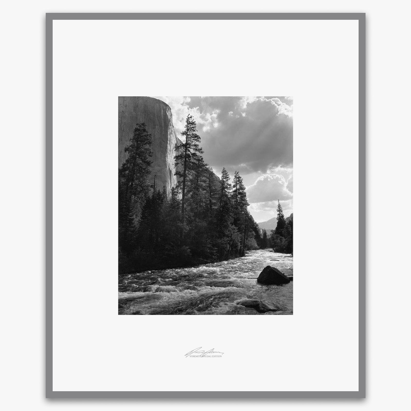 El Capitan, Merced River, Clouds Shop_Repro_SEP The Ansel Adams Gallery Framed Standard Premium Gray Welded Frame 