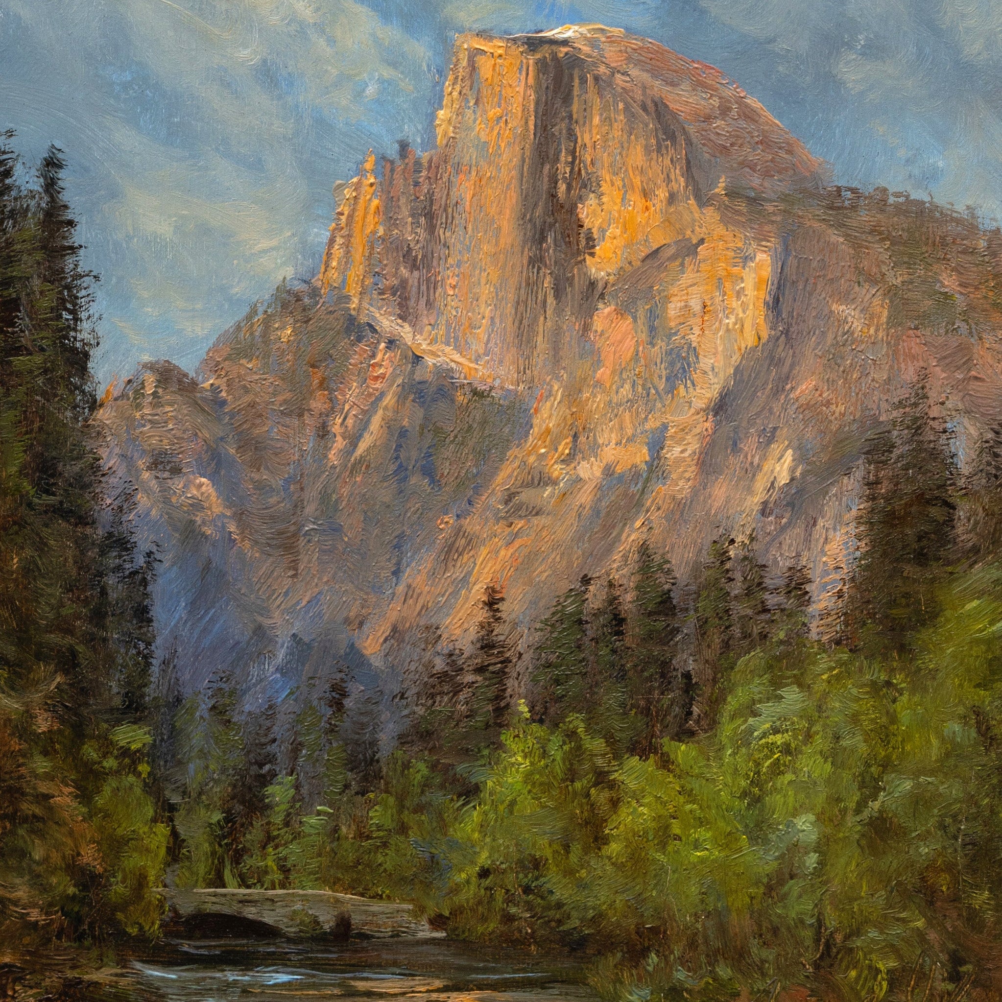Half Dome at Sunset, Spring along the Merced River Shop_Represented_Artist James McGrew 