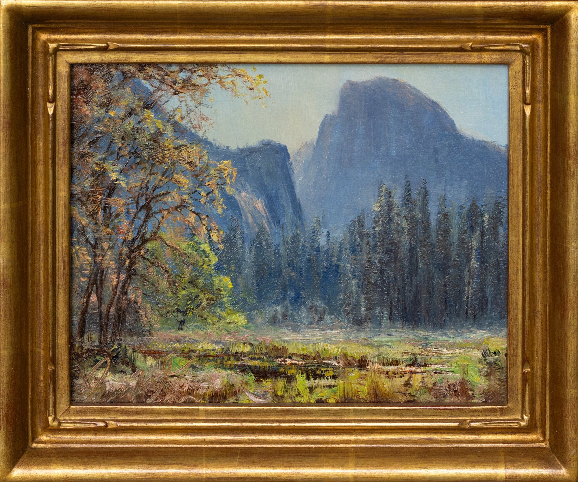 Half Dome at Sunset, Spring along the Merced River Shop_Represented_Artist James McGrew 