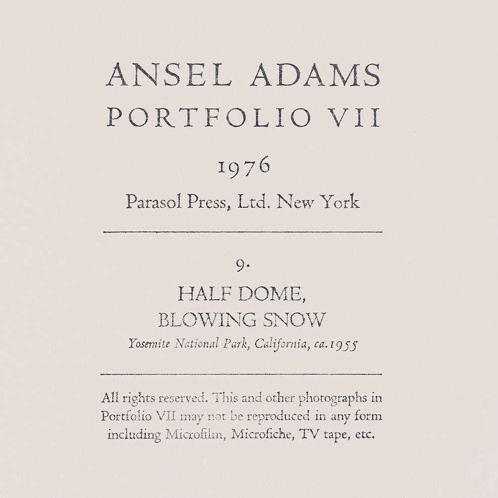 Half Dome, Blowing Snow, Yosemite Original Photograph Ansel Adams 