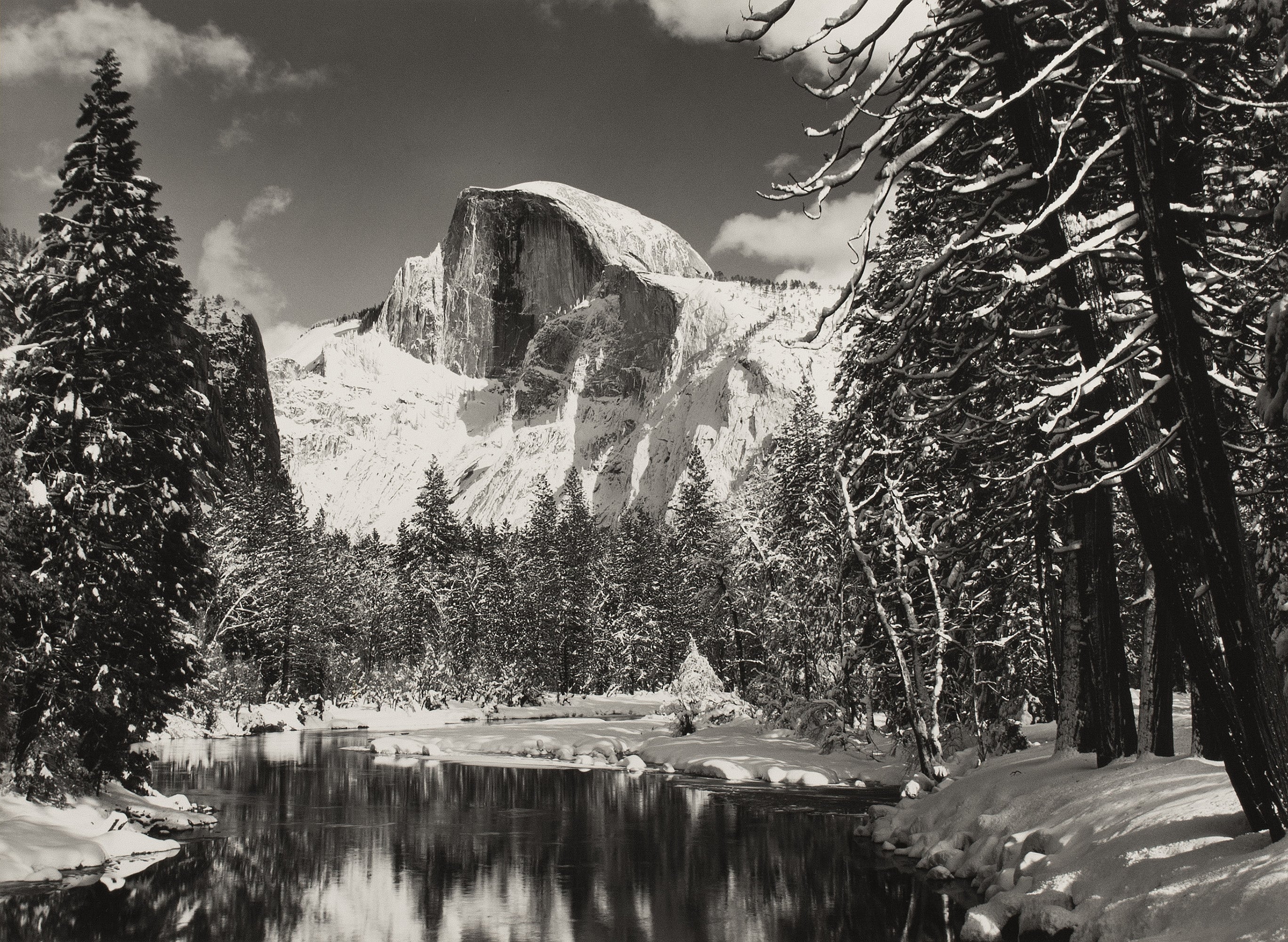 Half Dome, Merced River, Winter Original Photograph Ansel Adams 