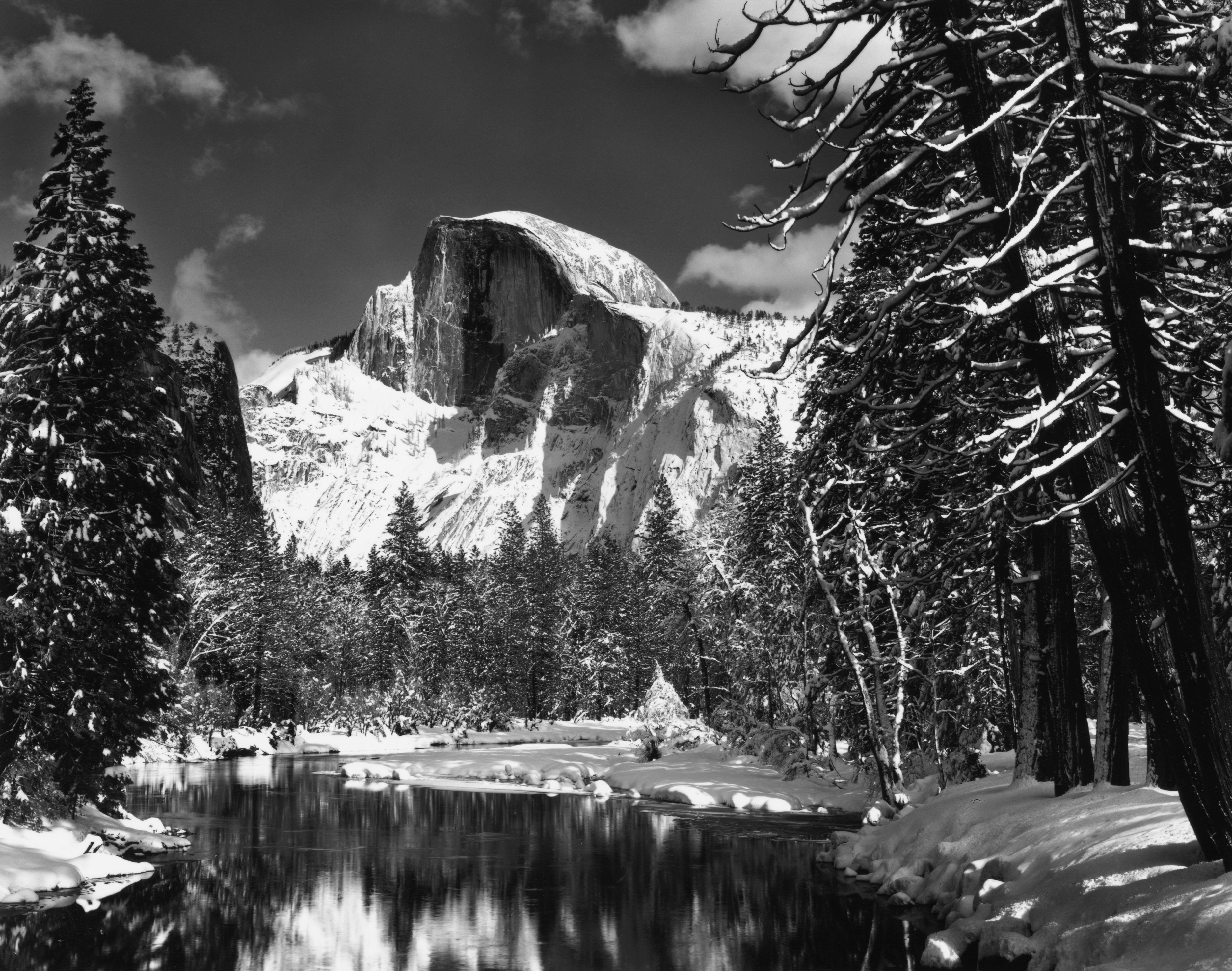 Half Dome, Merced River, Winter Shop_Medium_Print The Ansel Adams Gallery 