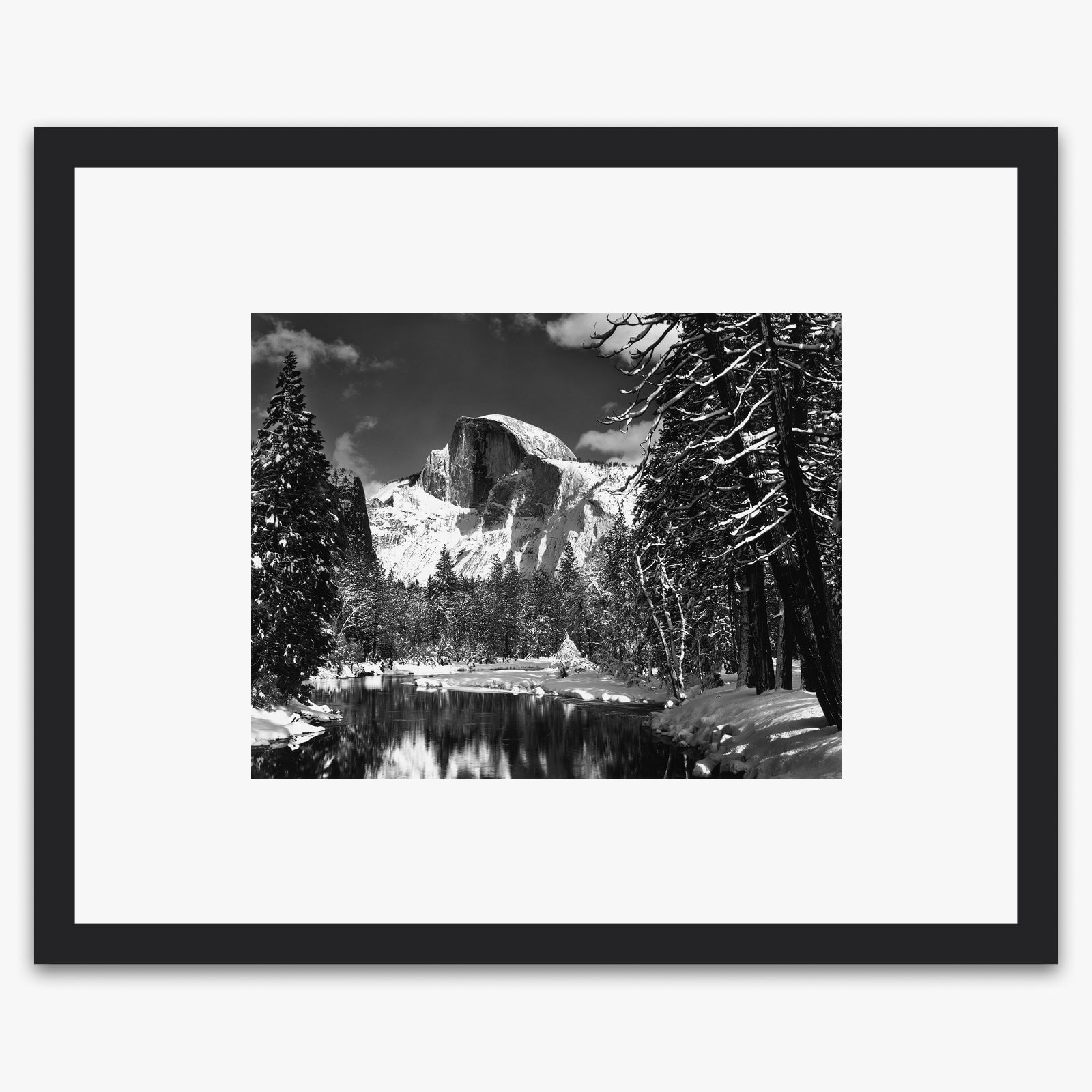 Half Dome, Merced River, Winter Shop_Medium_Print The Ansel Adams Gallery Black Wood 