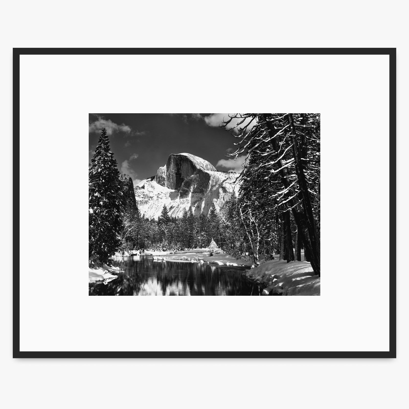 Half Dome, Merced River, Winter Shop_Medium_Print The Ansel Adams Gallery Matte Black Metal 