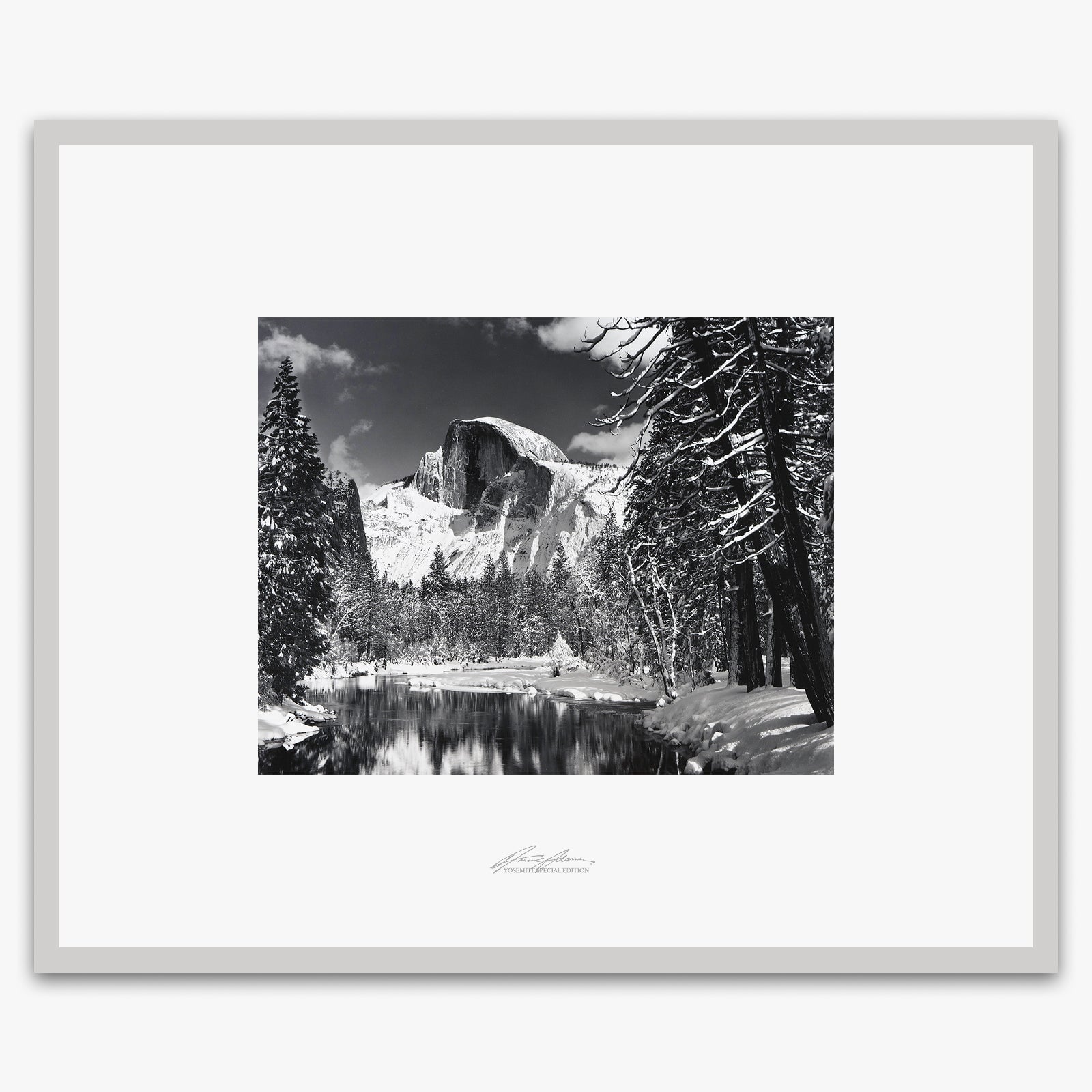 Half Dome, Merced River, Winter Shop_Repro_SEP The Ansel Adams Gallery Framed Standard German Silver Metal 