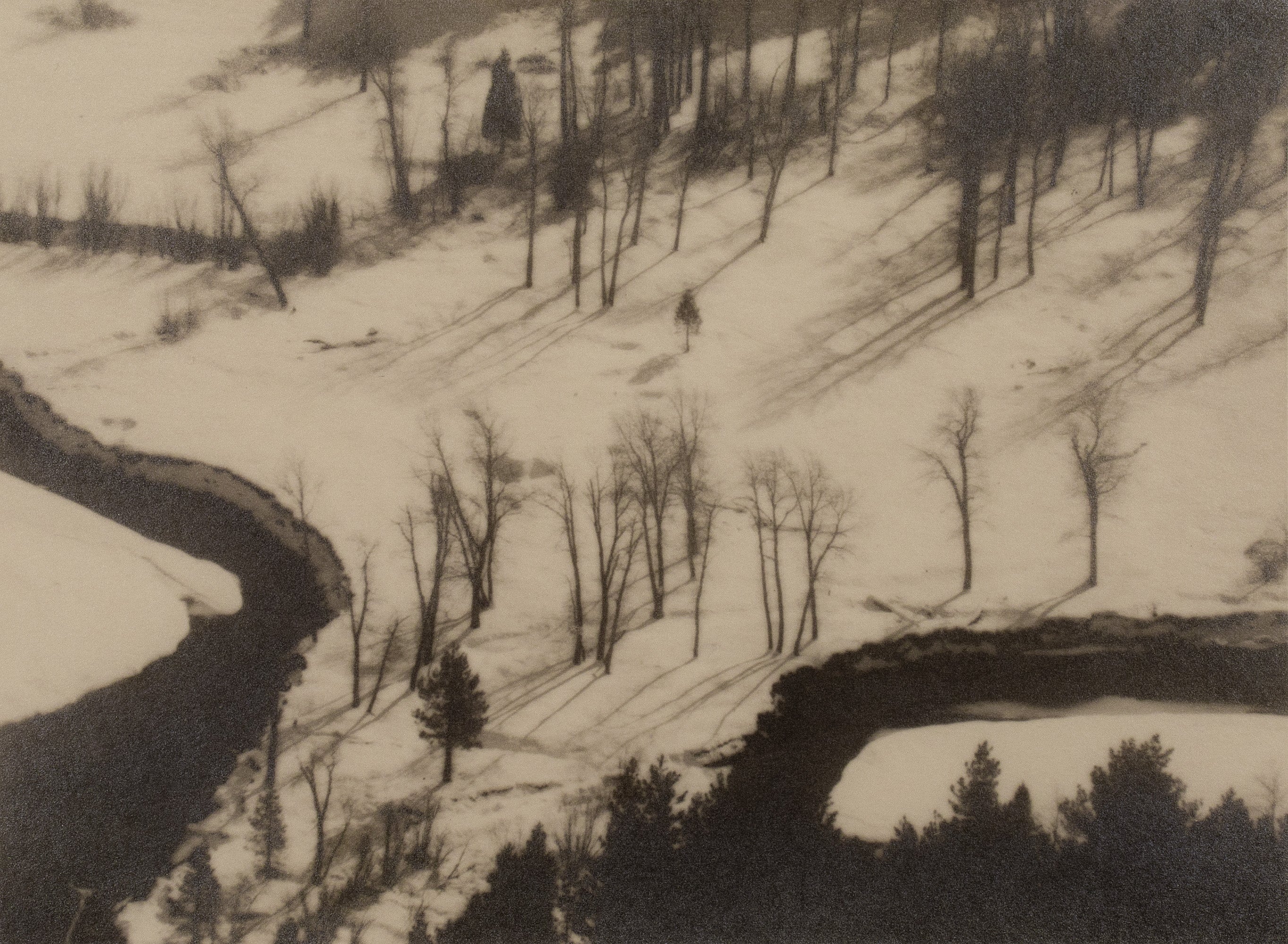 Merced River, Snow, from Columbia Point Original Photograph Ansel Adams 
