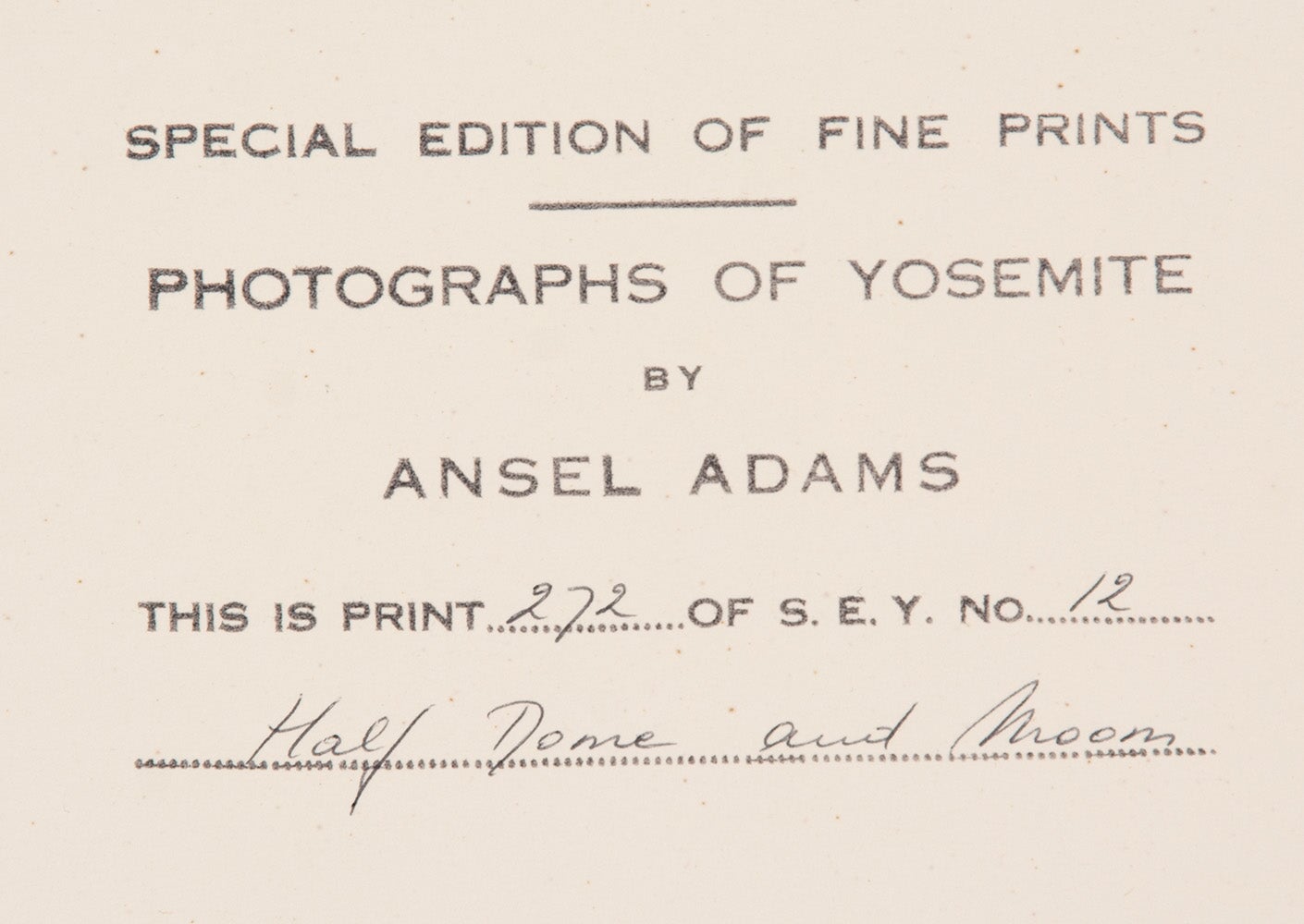 Moon and Half Dome - Signed Special Edition Photograph Signed_SEP Ansel Adams 