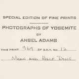 Moon and Half Dome - Signed Special Edition Photograph Signed_SEP Ansel Adams 