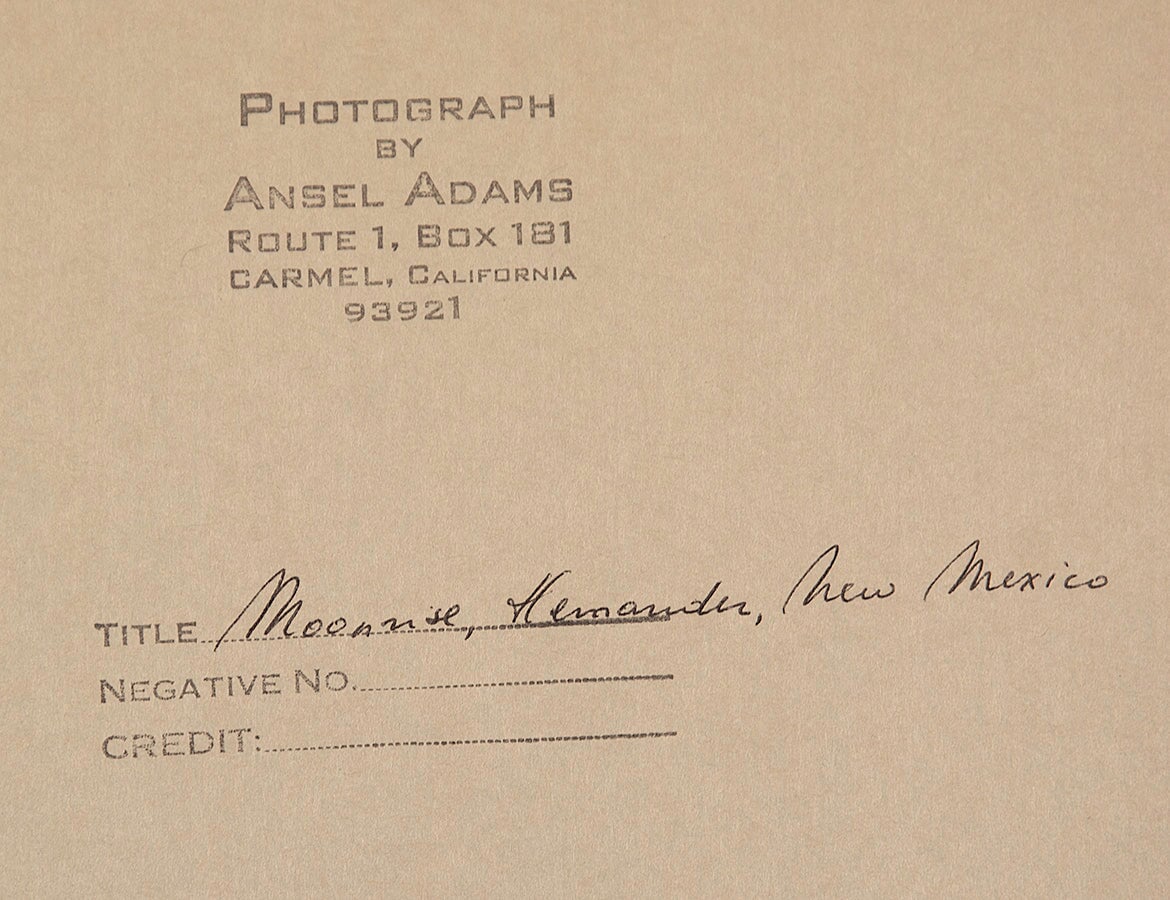 Moonrise Hernandez, New Mexico Original Photograph Ansel Adams 