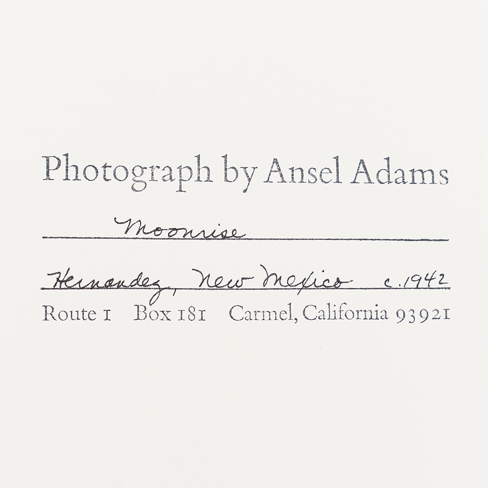 Moonrise Hernandez, New Mexico Original Photograph Ansel Adams 