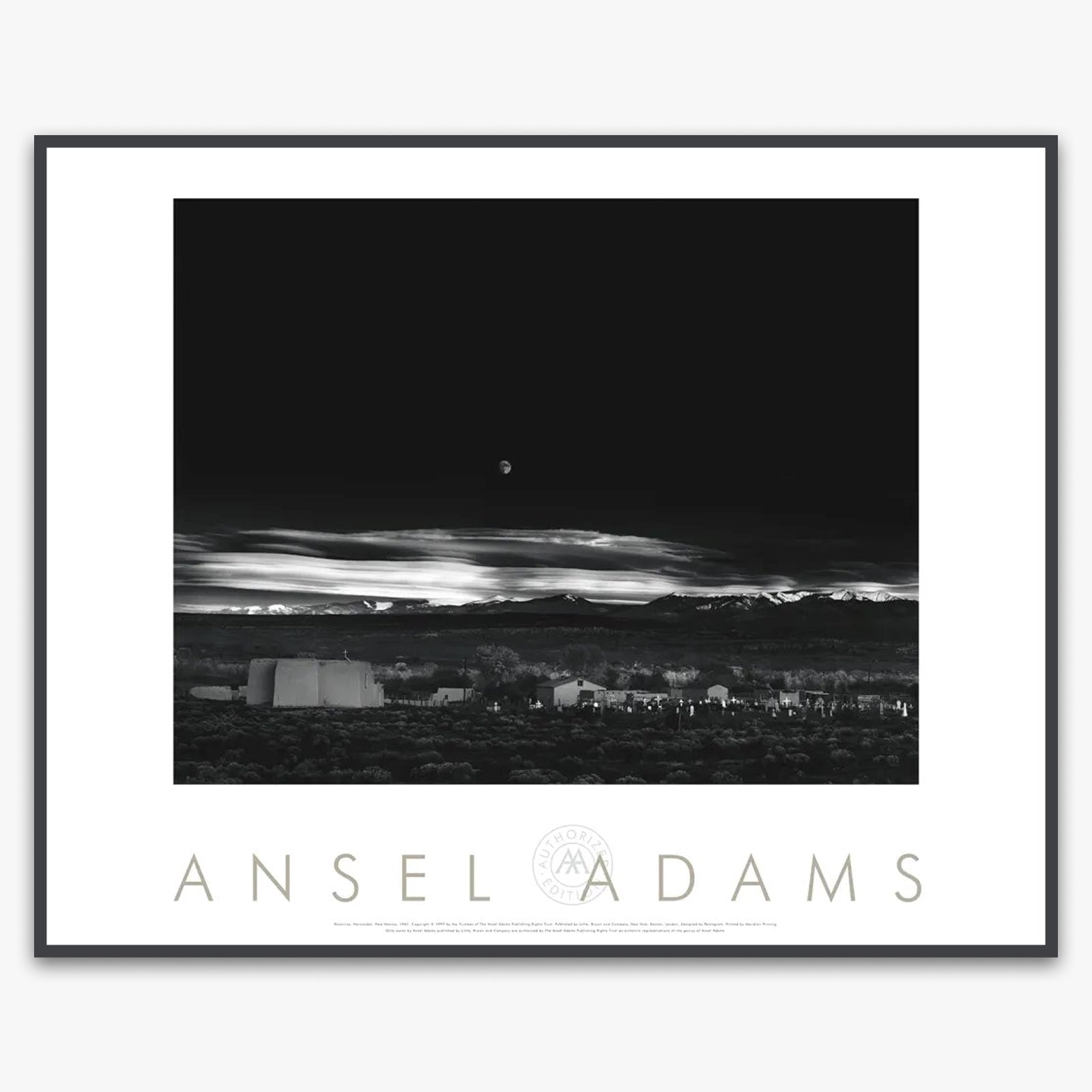 Moonrise, Hernandez Shop: Poster Ansel Adams Framed Poster Contrast Gray Metal 