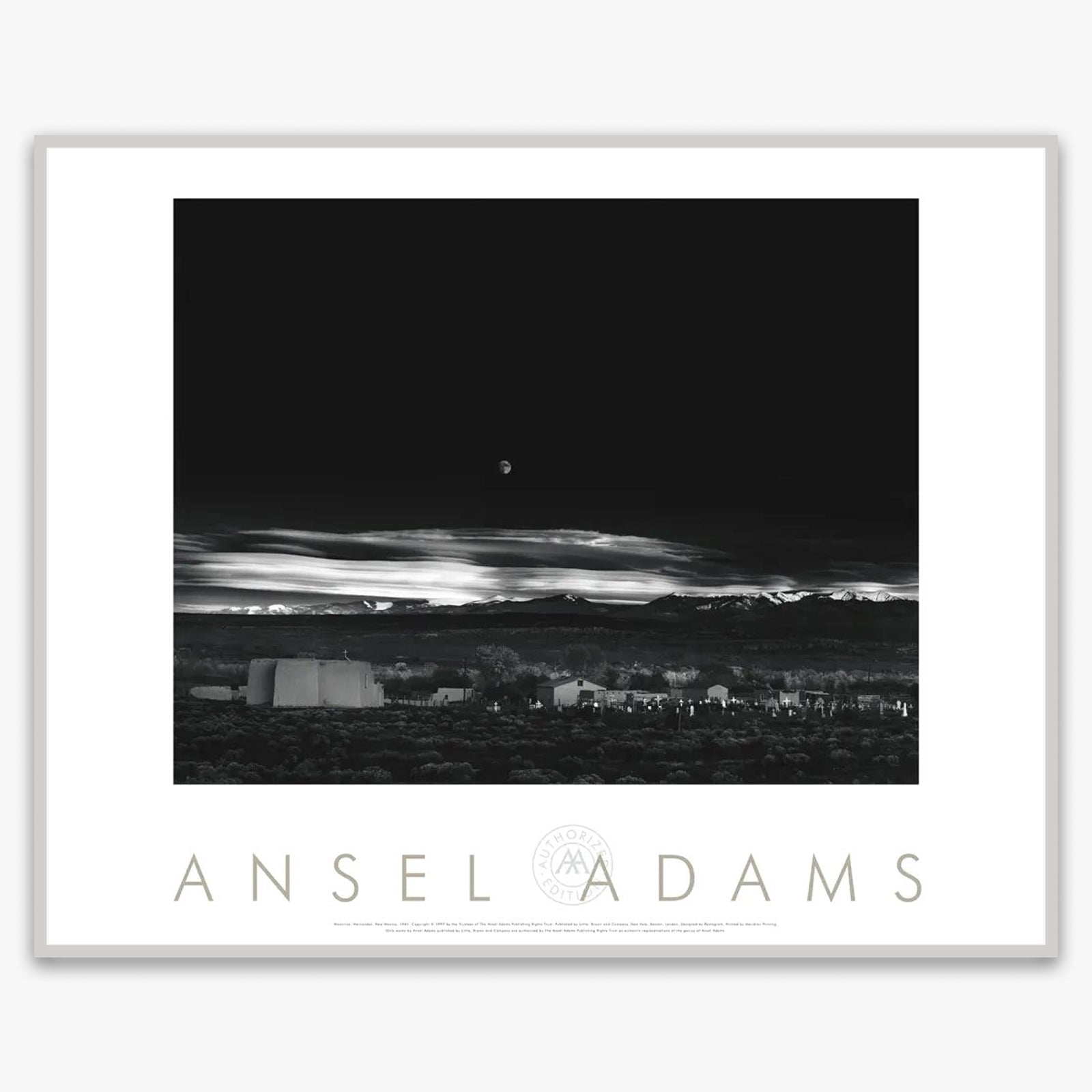 Moonrise, Hernandez Shop: Poster Ansel Adams Framed Poster German Silver Metal 
