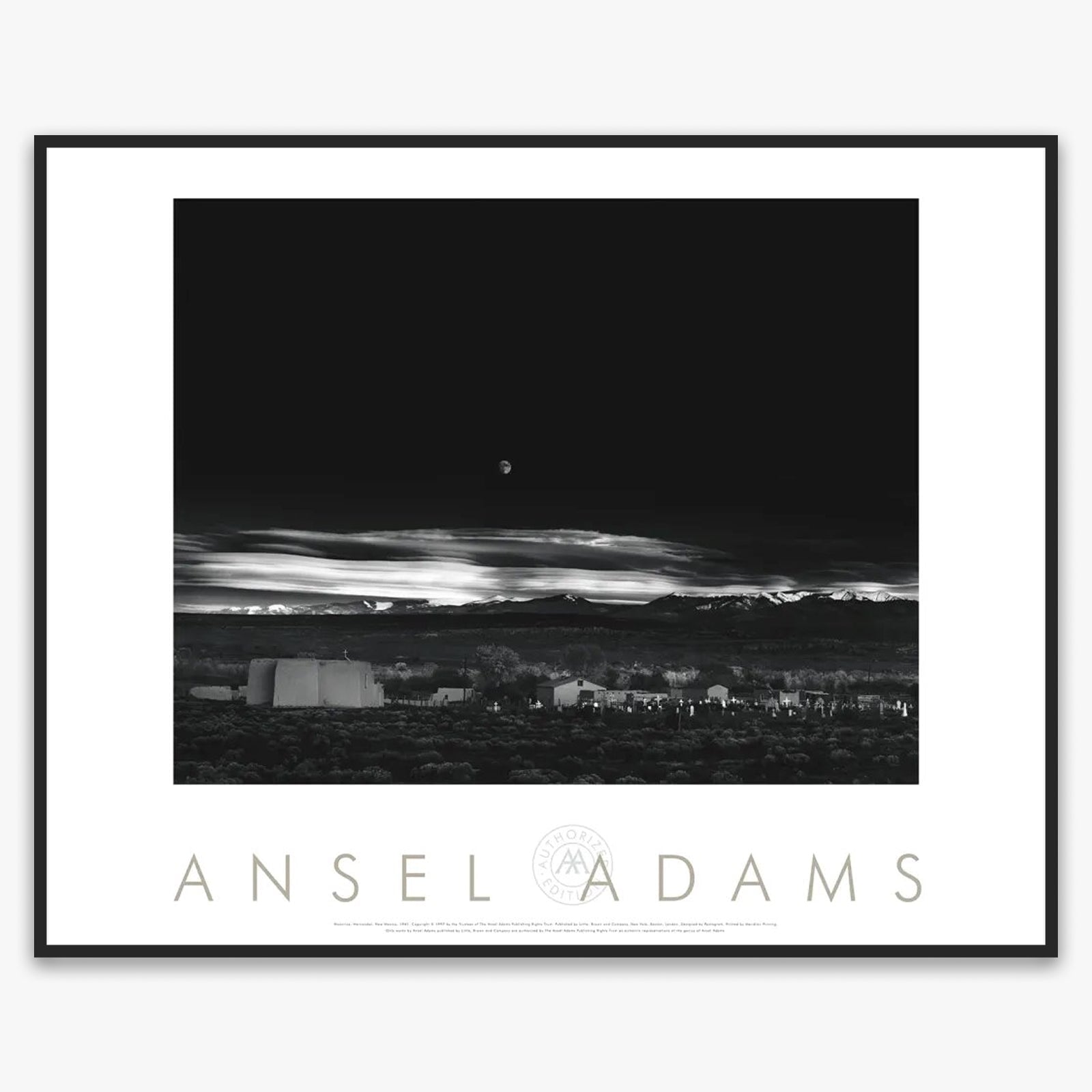 Moonrise, Hernandez Shop: Poster Ansel Adams Framed Poster Matte Black Metal 