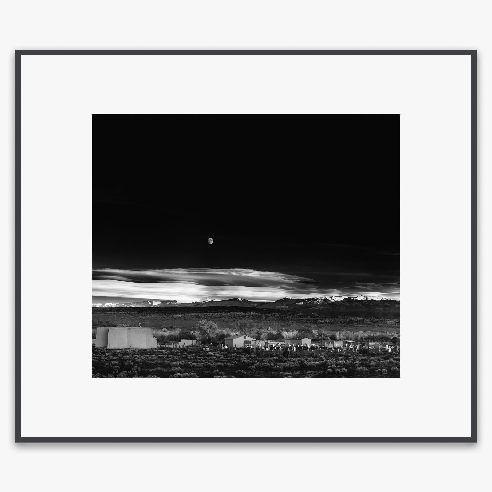 Moonrise, Hernandez Shop: Poster Ansel Adams Overmatted & Framed Poster Contrast Gray Metal 