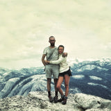 Royal and Liz Robbins atop Half Dome after their multi day climb, and the first female ascent of a Grade VI, via the Regular NW Face, 1967