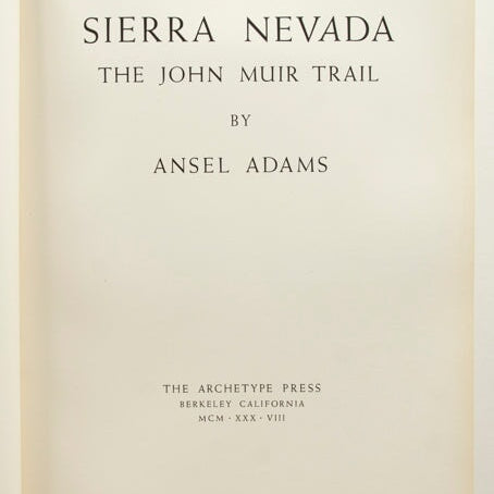 Sierra Nevada: The John Muir Trail Original Photograph Ansel Adams 