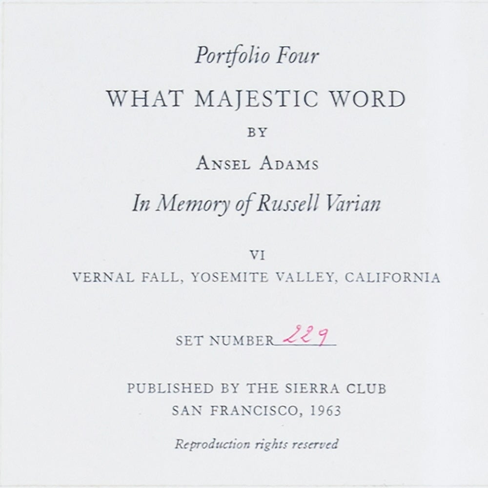 Vernal Fall Original Photograph Ansel Adams 