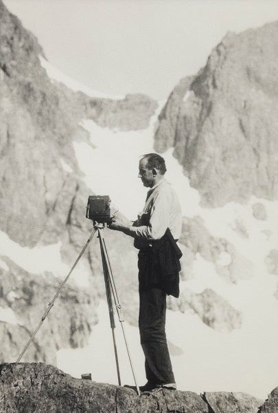 Ansel Adams Photographing in the High Sierra.