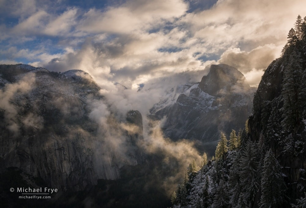 Half Dome and North Dome from the Four-Mile Trail, Yosemite National Park, California.