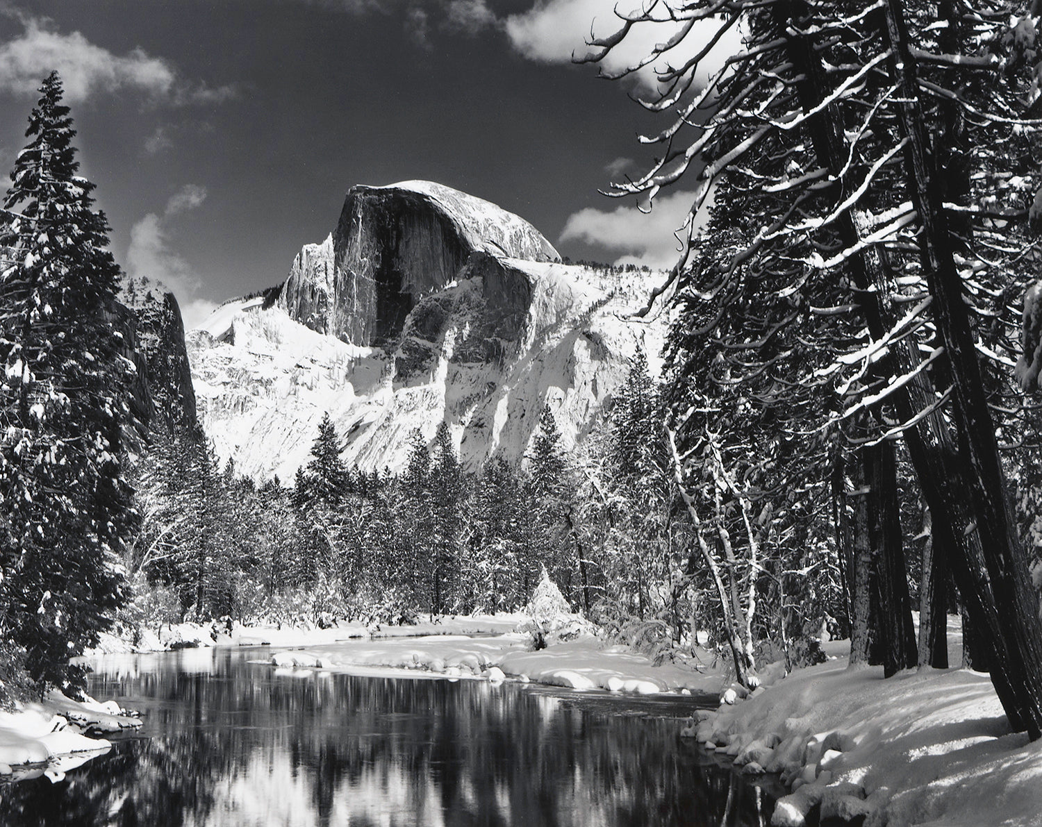 Half Dome, Merced River, Winter.