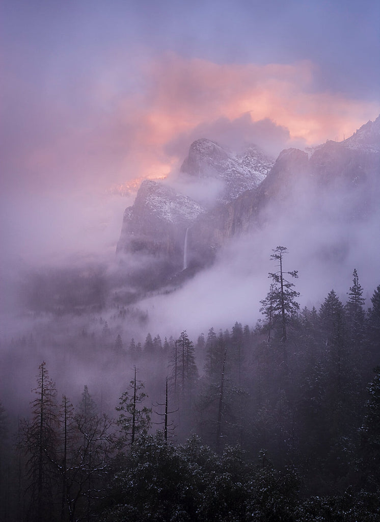 Misty Sunset over Bridalveil Fall, Yosemite